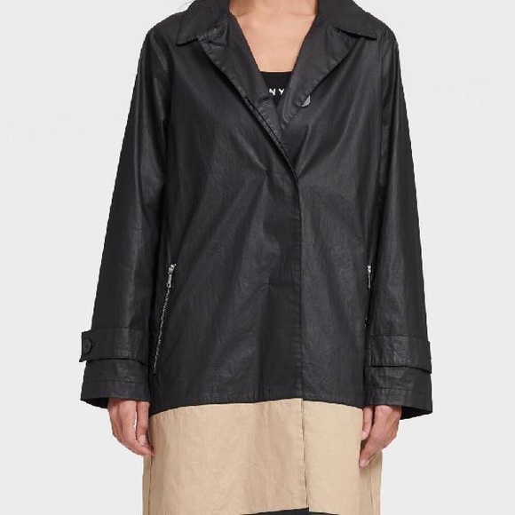 DKNY Women's Colorblock Trench - In Black Combo 🧥 - Picture 3 of 7